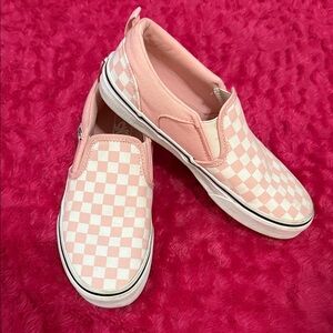 Vans Kids Pink Checkered Slip-On Sneakers